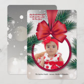 Carte de vœux de vacances avec cadre photo ruban r (Devant / Derrière)