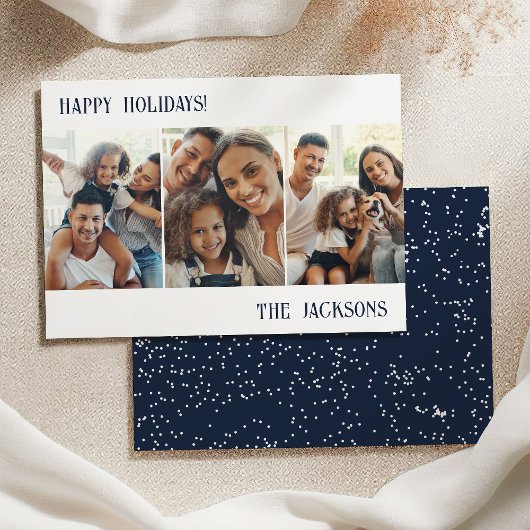 Carte de vœux de vacances avec collage photo moder