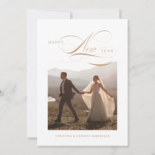 Carte de vœux de vacances avec écriture Bonne Anné (Devant)