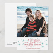 Carte de vœux de vacances avec écriture rouge scin (Devant / Derrière)