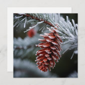 Carte de vœux de vacances avec feuillage givré et  (Devant / Derrière)