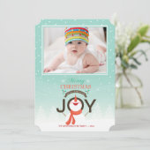 Carte de vœux de vacances avec photo de bonhomme d (Debout devant)