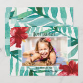 Carte de vœux de vacances avec photo d'hibiscus ro (Devant / Derrière)