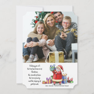 Carte de vœux de vacances avec photo du Père Noël 