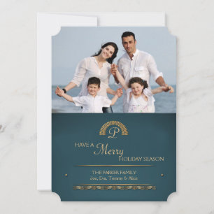 Carte de vœux de vacances avec photo initiale en o