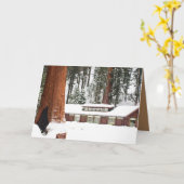 Carte de voeux de vacances avec Redwoods enneigé (Fleur jaune)
