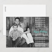 Carte de vœux de vacances avec ruban rétro blanc f (Devant / Derrière)