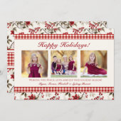 Carte de vœux de vacances avec une bordure de tiss (Devant / Derrière)