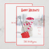 Carte de vœux de vacances Bonhomme de neige (Devant / Derrière)