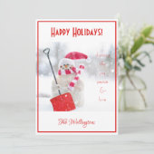 Carte de vœux de vacances Bonhomme de neige (Debout devant)