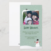 Carte de vœux de vacances Bonhomme de neige enneig (Devant / Derrière)