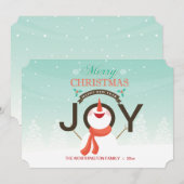 Carte de vœux de vacances Bonhomme de neige Joie (Devant / Derrière)