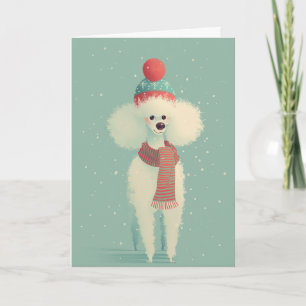 Carte de vœux de vacances Caniche Blanc