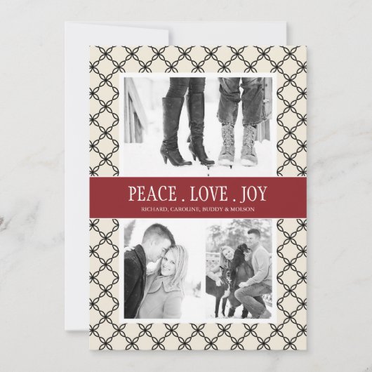 Carte de vœux de vacances Classy Peace Love Joy (Devant)