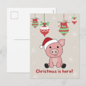 Carte de vœux de vacances d'animaux de Noël de coc (Devant / Derrière)