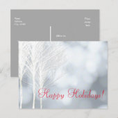 Carte de vœux de vacances d'arbres rustiques blanc (Devant / Derrière)