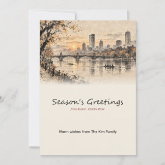 Carte de vœux de vacances de Boston Charles River 