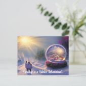 Carte de vœux de vacances de boule de neige de fan (Debout devant)