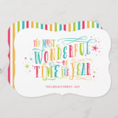 Carte de vœux de vacances de couleur vive la plus  (Devant / Derrière)