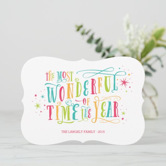 Carte de vœux de vacances de couleur vive la plus  (Debout devant)