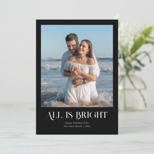 Carte de vœux de vacances de couple cosy (Debout devant)