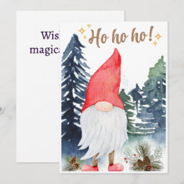 Carte de vœux de vacances de gnome magique
