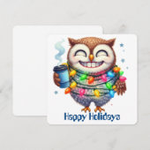 Carte de vœux de vacances de hibou drôle (Devant / Derrière)