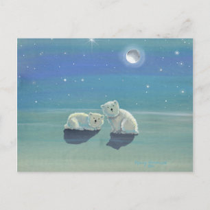 Carte de vœux de vacances de l'ours polaire d'hive