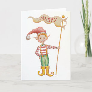 Carte de vœux de vacances de lutin joyeux