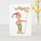 Carte de vœux de vacances de lutin joyeux (Fleur jaune)