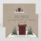 Carte de vœux de vacances de maison rustique de ca (Devant / Derrière)