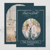 Carte de vœux de vacances de Noël avec texte Paix  (Devant / Derrière)