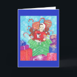 Carte de voeux de vacances de Noël de Hanoukka<br><div class="desc">" Le Chaim ! - Célébration de la vie à des vacances mélangées de famille de Hanoukka et Noël, un jeune homme et son bruit de chien hors d'un présent comme surprise." Le chanteur, l'actrice, l'auteur, le producteur et l'artiste autodidacte, Leslie Hyland Rodgers partage sa ligne de la réminiscence lunatique...</div>