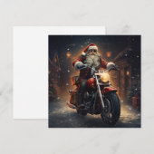 Carte de vœux de vacances de Père Noël à moto (Devant / Derrière)