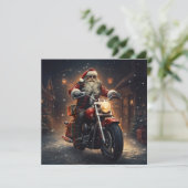 Carte de vœux de vacances de Père Noël à moto (Debout devant)