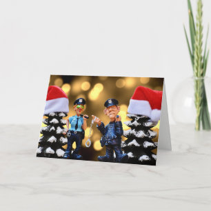 Carte de voeux de vacances de policiers de Noël