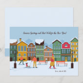 Carte de vœux de vacances de rue enneigée (Devant / Derrière)