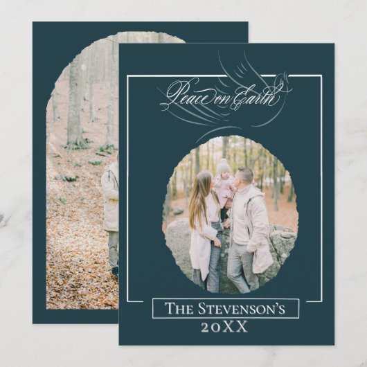 Carte de vœux de vacances de script de paix sur te (Devant / Derrière)