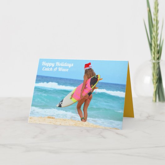 Carte de vœux de vacances de Surfer Girl (Devant)