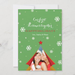 Carte de vœux de vacances Derrière le rideau