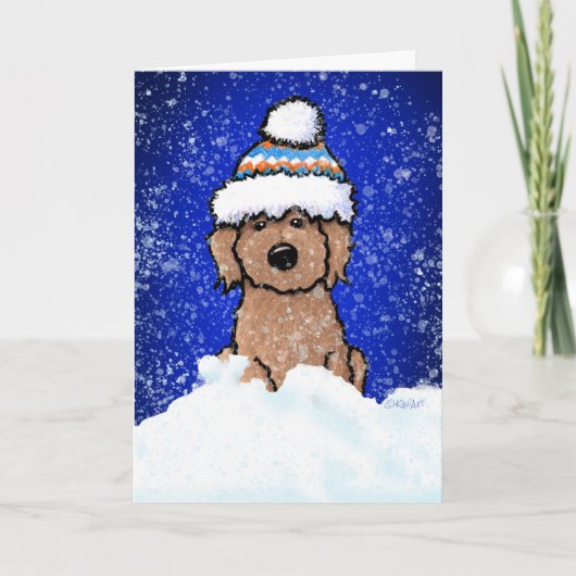 Carte de vœux de vacances Doodle Abricot d'Hiver (Devant)