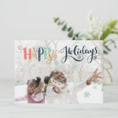 Carte de vœux de vacances Doodle Snow | Carte de N (Debout devant)