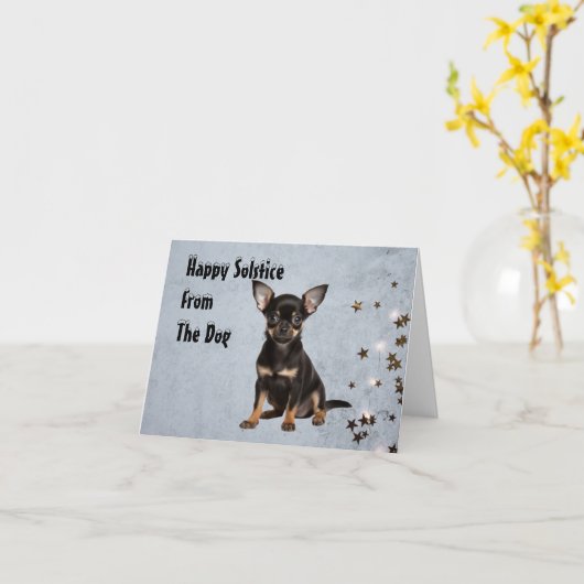 Carte de voeux de vacances du chien (Fleur jaune)