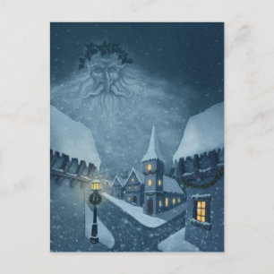 carte de vœux de vacances du vieil homme hiver
