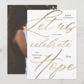 carte de vœux de vacances écriture or espoir céléb (Devant / Derrière)