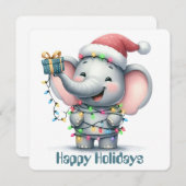 Carte de vœux de vacances éléphant drôle (Devant / Derrière)