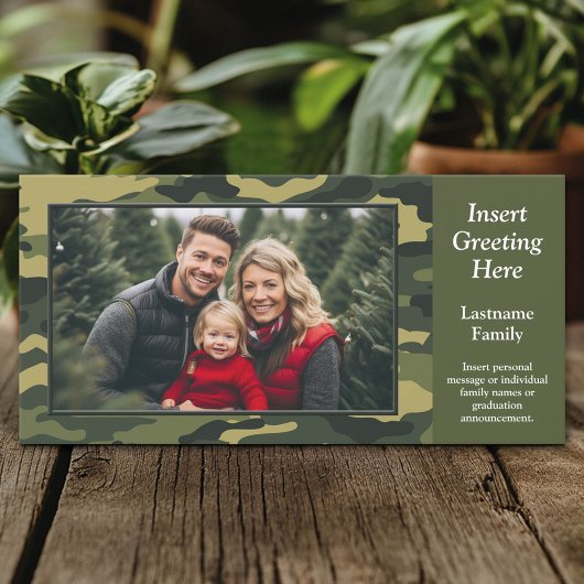 Carte de voeux de vacances en Camo Vert