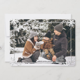 Carte de vœux de vacances en photo avec cadre floc