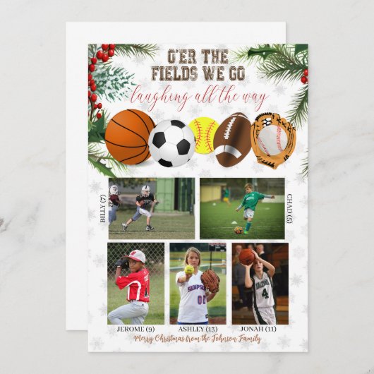 Carte de vœux de vacances familiales de sport (Devant / Derrière)