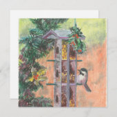 Carte de vœux de vacances Feeding Birdie Flat (Devant / Derrière)